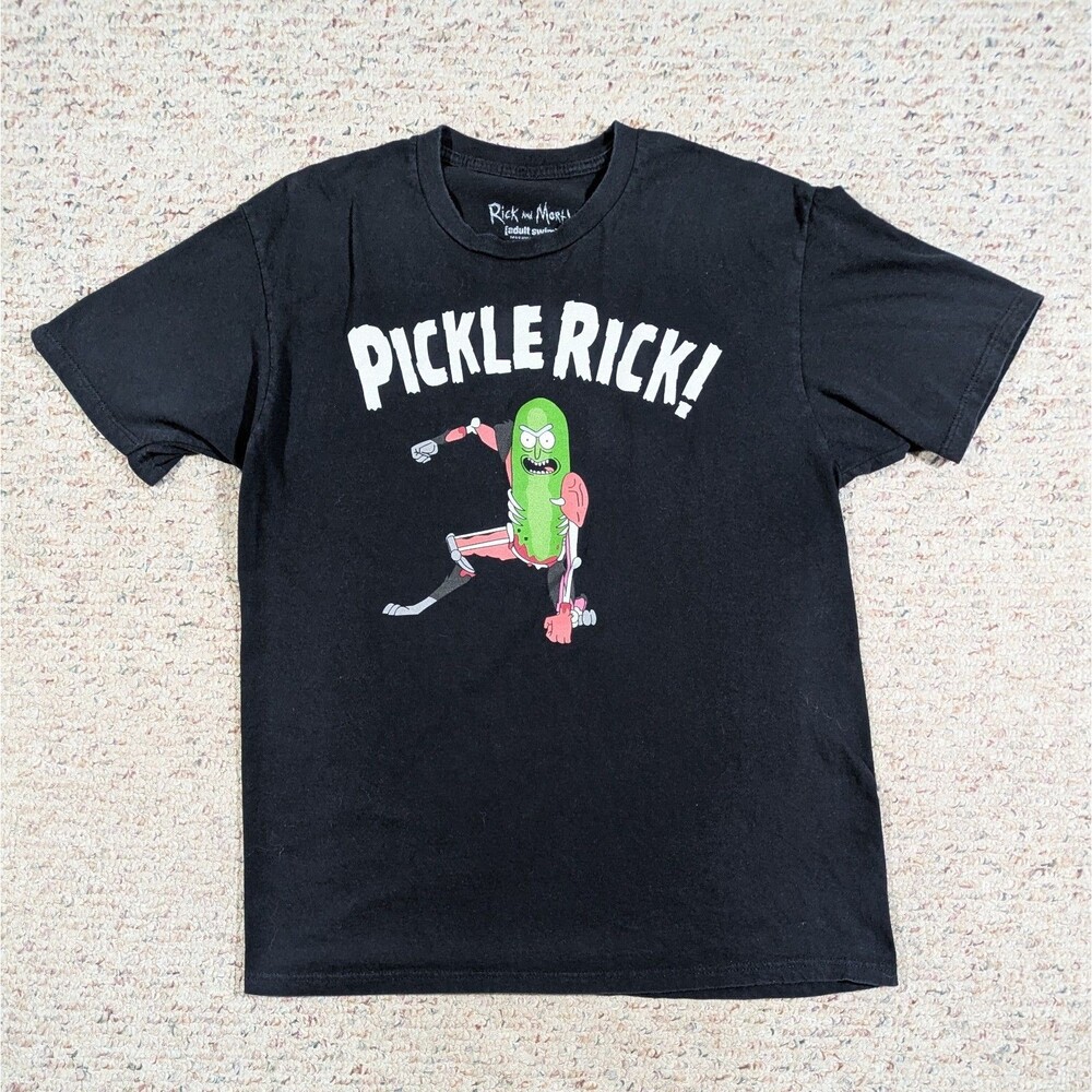 Rick and Morty T-Shirt Pickle Rick Mens LARGE Black Cotton Ripple Junction 2019